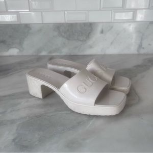 Gucci white rubber slides size 40